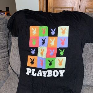 Playboy Multicolor Bunny Black Tee